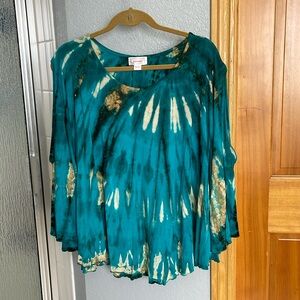 Cold Shoulder tie-dye poncho